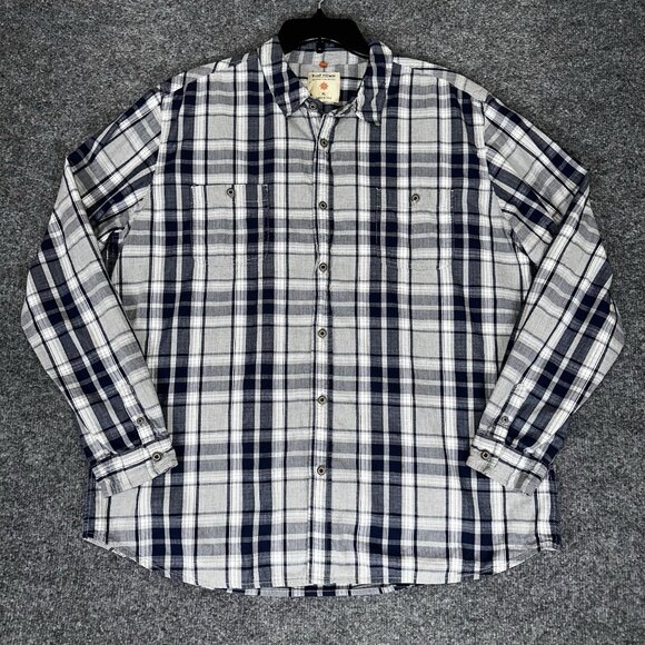 Ruff Hewn Shirt Mens XL Blue Grey‎ Plaid Flannel Long Sleeve Button Up Casual - Picture 1 of 6